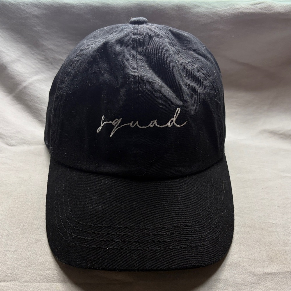 Squad Embroidered Black Baseball Cap Adjustable